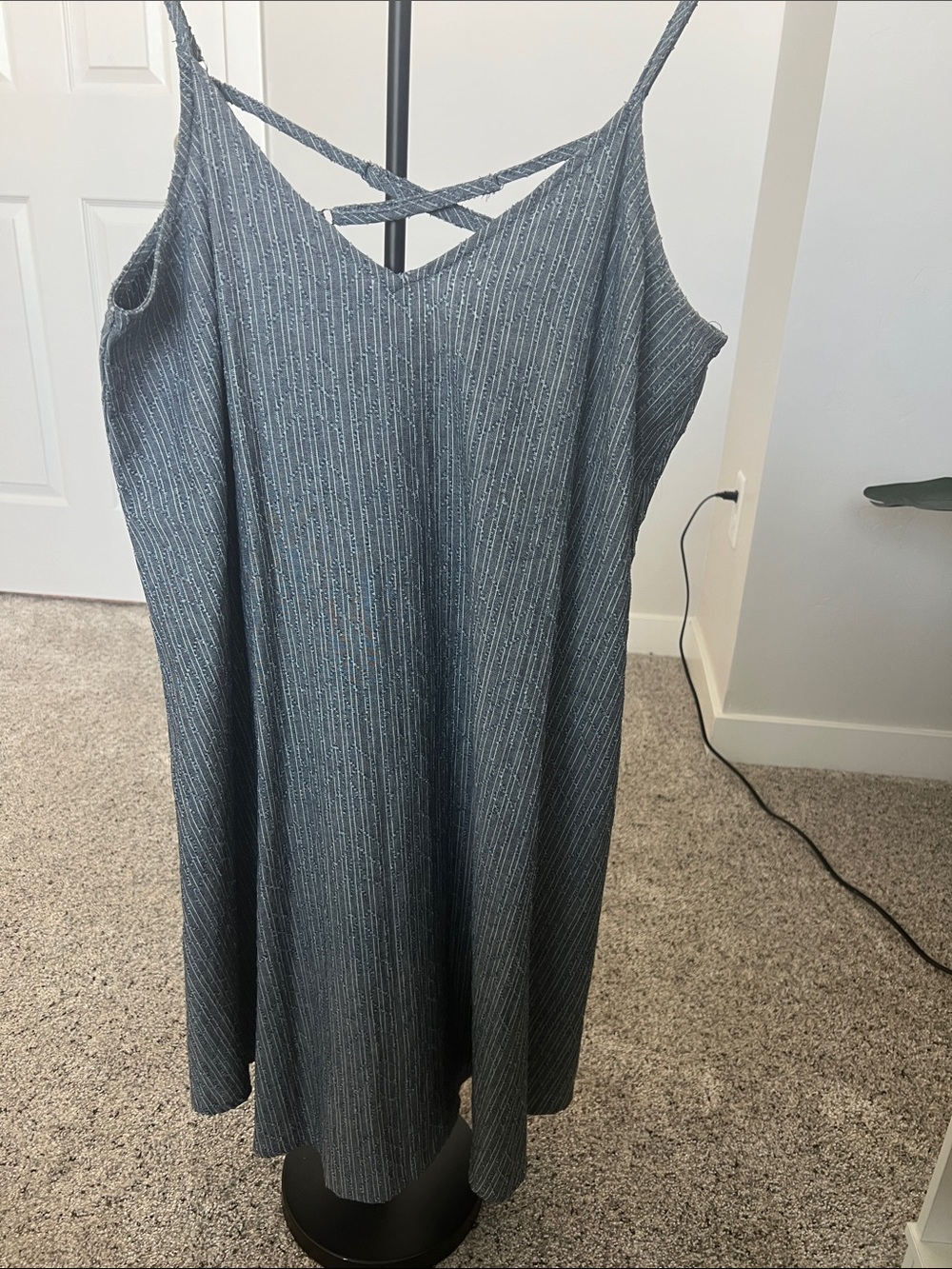 Blue Strappy V-Neck Women's Sundress